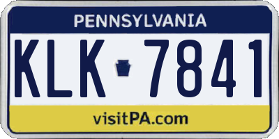 PA license plate KLK7841