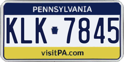 PA license plate KLK7845