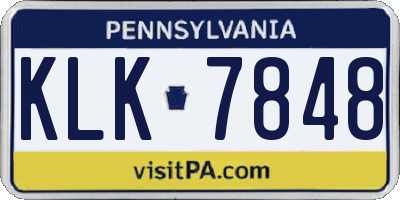 PA license plate KLK7848