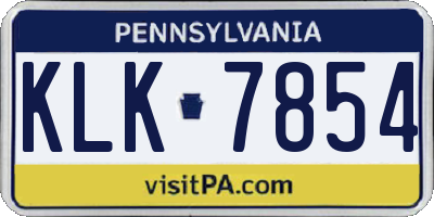 PA license plate KLK7854