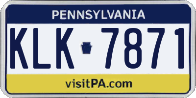 PA license plate KLK7871