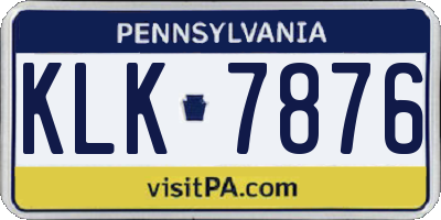PA license plate KLK7876