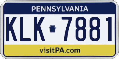PA license plate KLK7881