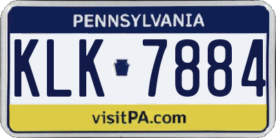 PA license plate KLK7884