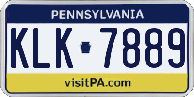 PA license plate KLK7889