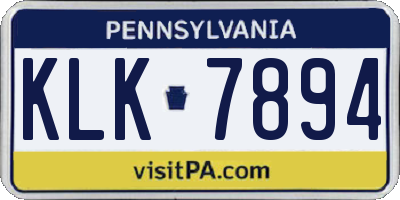 PA license plate KLK7894