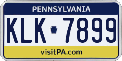 PA license plate KLK7899