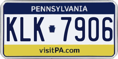 PA license plate KLK7906