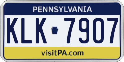 PA license plate KLK7907