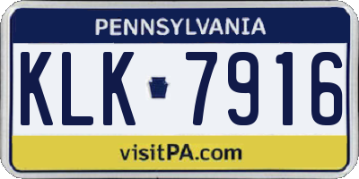 PA license plate KLK7916