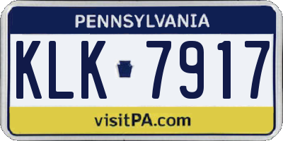 PA license plate KLK7917