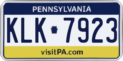 PA license plate KLK7923