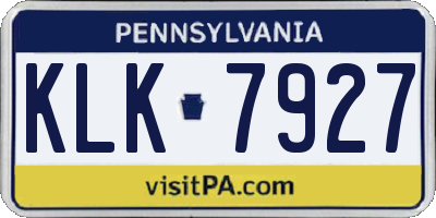 PA license plate KLK7927