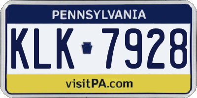 PA license plate KLK7928