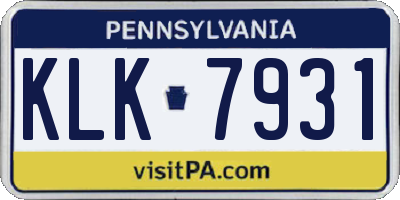 PA license plate KLK7931