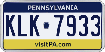 PA license plate KLK7933