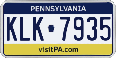 PA license plate KLK7935