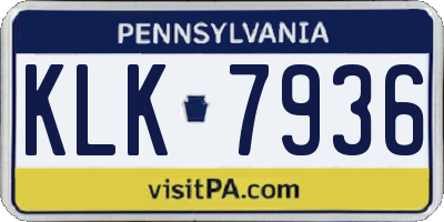 PA license plate KLK7936