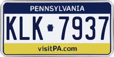 PA license plate KLK7937