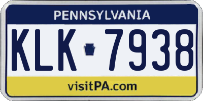 PA license plate KLK7938