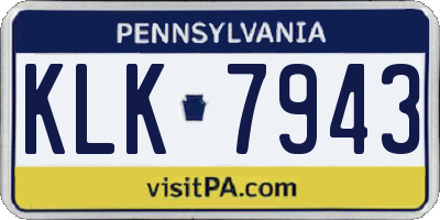 PA license plate KLK7943
