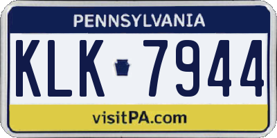 PA license plate KLK7944