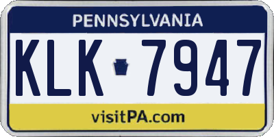 PA license plate KLK7947