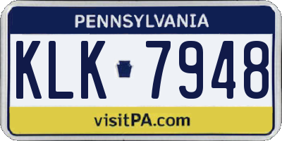 PA license plate KLK7948