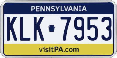 PA license plate KLK7953