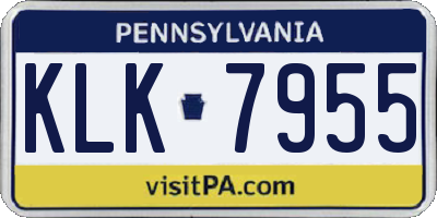 PA license plate KLK7955
