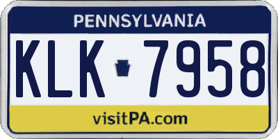 PA license plate KLK7958