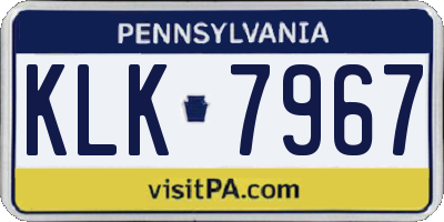 PA license plate KLK7967