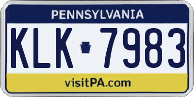PA license plate KLK7983