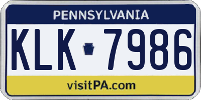 PA license plate KLK7986