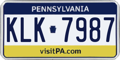 PA license plate KLK7987