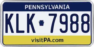 PA license plate KLK7988