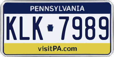 PA license plate KLK7989