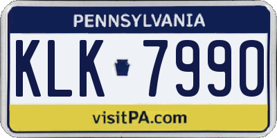 PA license plate KLK7990