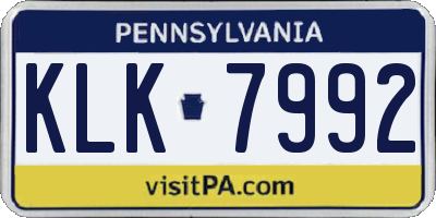PA license plate KLK7992
