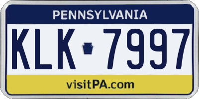 PA license plate KLK7997