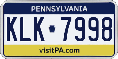 PA license plate KLK7998