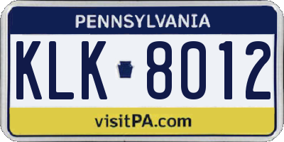 PA license plate KLK8012
