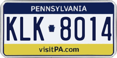 PA license plate KLK8014