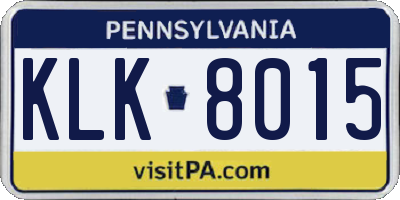 PA license plate KLK8015