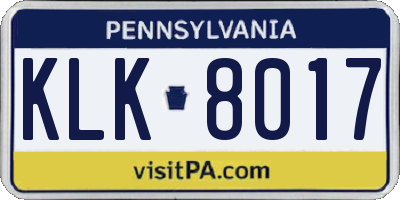 PA license plate KLK8017