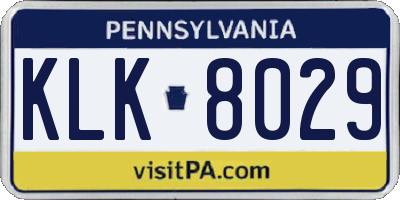 PA license plate KLK8029