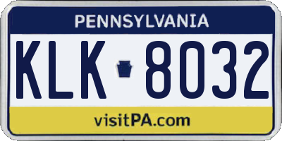 PA license plate KLK8032