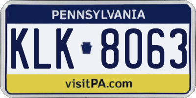 PA license plate KLK8063