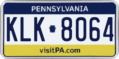 PA license plate KLK8064