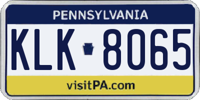 PA license plate KLK8065